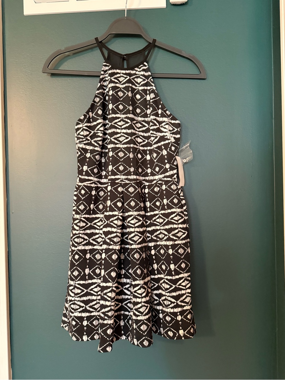 NWT B Darlin Black and White Halter Mini Dress